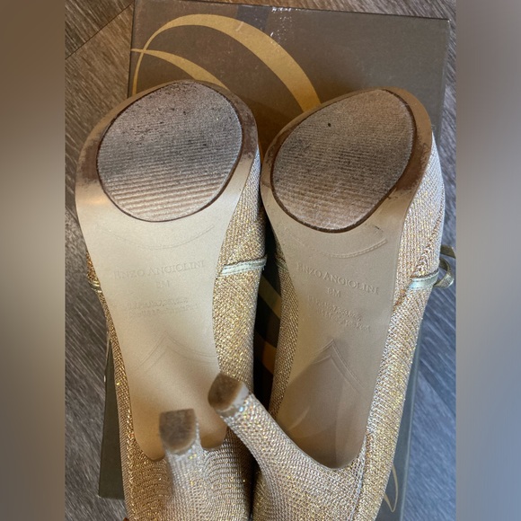 Gold Sparkle Peep Toe Heels - Picture 10 of 16